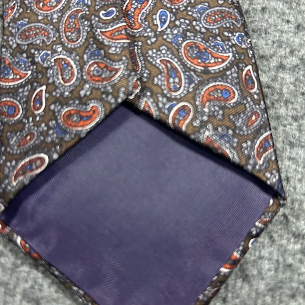 Vintage Briar Pride of England Brown‎ Paisley Preppy Neck Tie Rhodia